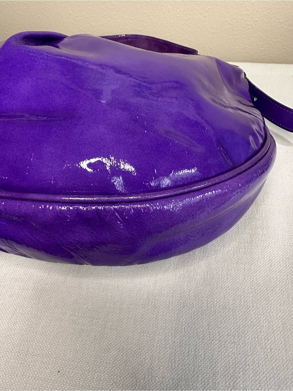 Dooney & Bourke Luisa Purple Patent Leather Shoulder Hobo Bag - Picture 6 of 15